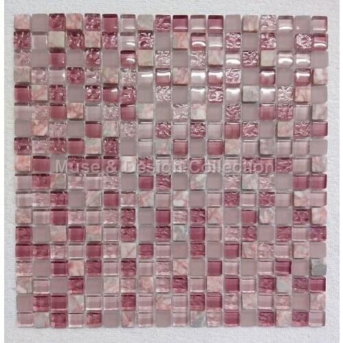 Agate red marble Lavender Purple Pink Crystal Glass Mosaic tile for fireplace wall floor tile Kitchen backsplash bathroom ecor