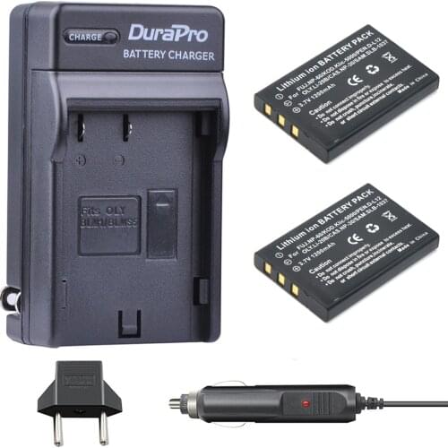 2pc 1200mAh NP-60 NP 60 NP60 Battery + Car Charger for Samsung SLB-1037 for Fujifilm NP-60 Kodak KLIC-5000 for Olympus Li-20B