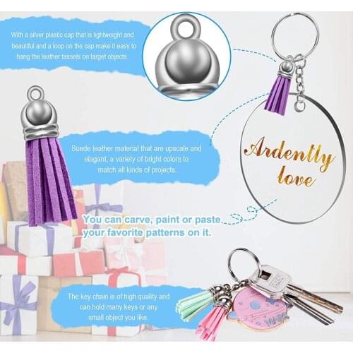 Acrylic Keychain Blanks Making Tassels Set 120Pcs Including Blanks Tassels Rings Jump Rings