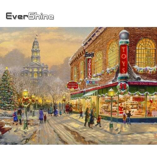 EverShine Diamond Painting 5D Winter Picture Of Rhinestones Diamond Embroidery Scenery Cross Stitch Kits Street Handmade Hobby