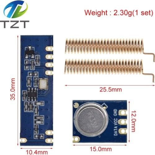 TZT 1 Set 433MHz 100 Meters Wireless Module Kit ASK Transmitter STX882 + ASK Receiver SRX882 + 2Pcs Copper Spring Antenna