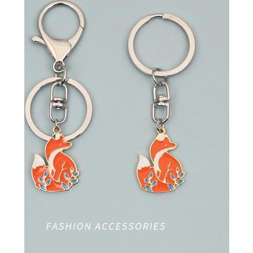 Cartoon Fox Keychain Cute Animal Car Keyring Charm Bag Airpods Pendant Fashion Metal Key Chains Trinket Couple Gift Keyfob