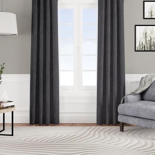 Byt Woven Velvet Texture Backdrop Curtain Pilesiz Single Wing Black 140x260 cm