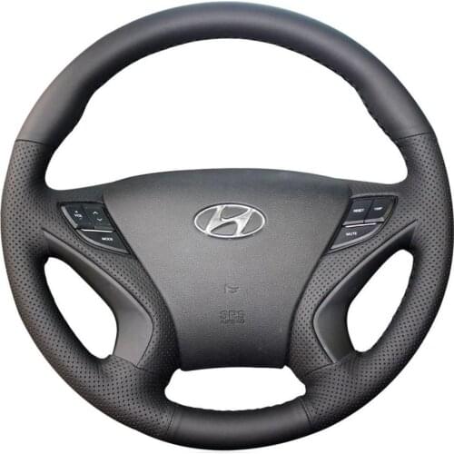 New Anti Slip Black Leather Steering Wheel Stitch on Wrap Cover For Hyundai Sonata 8th 2011-2014