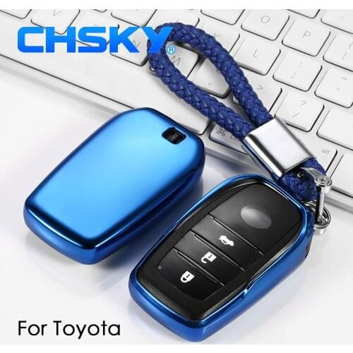 CHSKY Car Styling TPU Car Key Case Shell Weave Key Chain For Toyota C-HR Land Cruiser Avensis Auris Car Key Covers Car Accessory