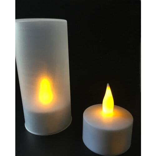 USB powered Rechargeable electronic bougie decorative tealight Led candle Frosted Cup Waxless Christmas Wedding Xmas party-Amber