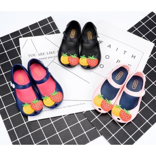Happy Logo Childrens Candy Shoes New Melissa Fashion Fruit Straberry Girls summer sanda Korean Princess Beach jelly Shoe SH074