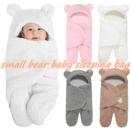 Baby Sleeping Bag Ultra-Soft Fluffy Fleece Newborn Receiving Blanket Infant Boys Girls Clothes Bear Shape Nursery Wrap Swaddle
