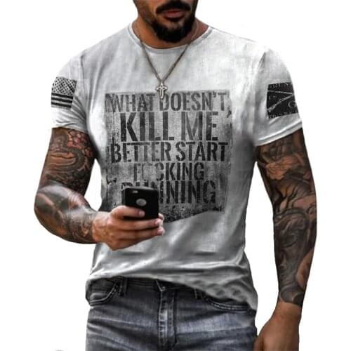 Mens Fitness T-shirt Bodybuilding Fitness T-shirt Polyester short suit brand T-shirt Summer new style 20213D printing