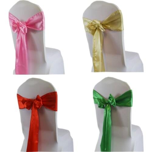 15*275cm Satin Chair Sash Bow Tie Band Chairs Decoration For Wedding Birthday Christmas Halloween Shower Party Event Supplies