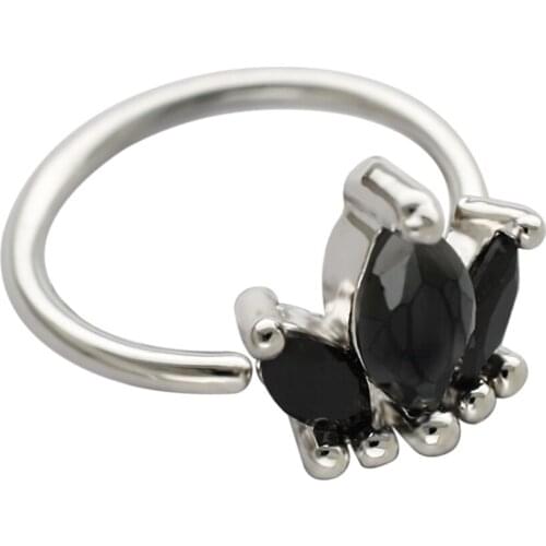 JHJT MUSI 18G Nose Ring Septum 316L Surgical Stainless Steel Cubic Zirconia Nose Hoop Cartilage Earring Nostril Body Piercing