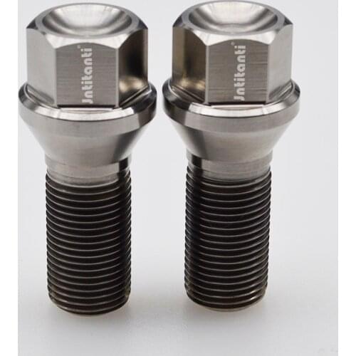 Cone seat silver Gr5 titanium wheel bolt M14*1.25*28mm for BMW