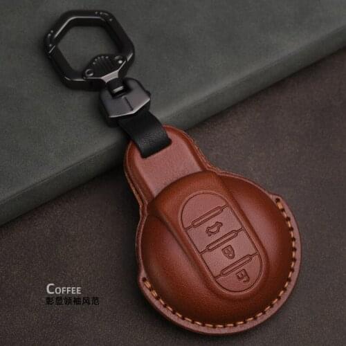 Leather Car Remote Smart Key Fob Chain Ring Case Cover Keychain For MINI Cooper Clubman Hardtop Hatchback F54 F55 F56 F57 F60