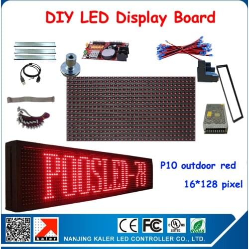 16*128 pixels p10 red led display panel programmable and scrolling message led sign outdoor advertising led screen
