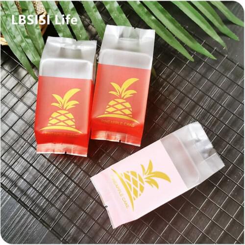 LBSISI Life 100pcs Pineapple Cake Candy Cookie Crisp Packaging Bag Pink Red New Baking Pastry Inner Bottom Support Bag