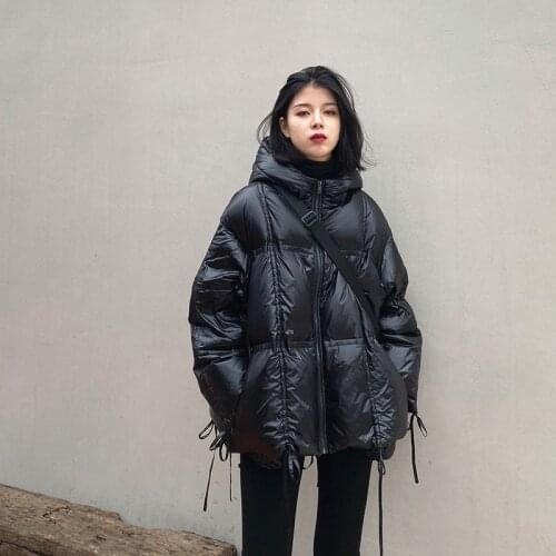 Light and thin down jacket 2021 new female brand short small Korean version hooded bread white down coat jacket jacket