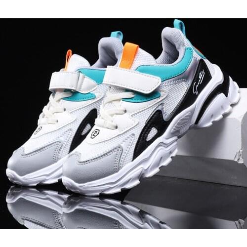 Summer Breathable Chunky Shoes For Girls Lace Up Velcro Boy Girls Shoes Sports Light Weight Outdoor Unisex Soft Kids Sneakers