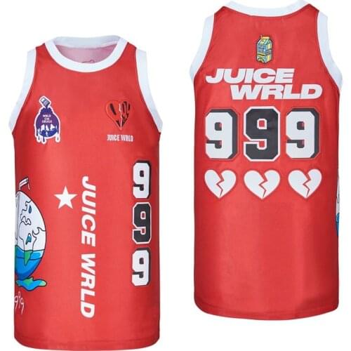 BG JUICE WRLD #999 LYRICAL LEMONADE Sewing embroidering Outdoor sportswear Hip-hop culture movie red summer basketball jerseys