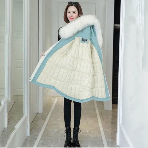 Fashion Hooded Faux Fur Collar Coat Womens Clothing Big Pocket Down Parkas Female Winter Down cotton Jacket Casacos Feminino