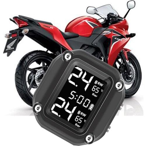 Motorcycle Tire Pressure Monitor TPMS Alarm LCD Digital Screen Motor External Inner Sensor Motorbike Motorcycle Gauges Parts New