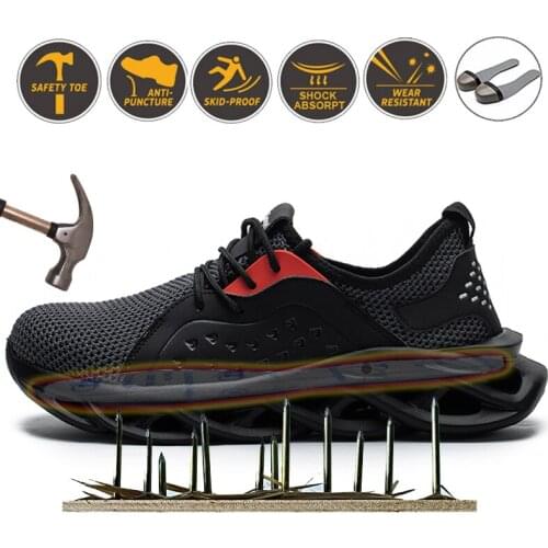 Mens Steel Toe Work Safety Shoes Summer Breathable Outdoor Work Sneakers Men Punctureproof Boots Comfort Industrial Shoes 2020
