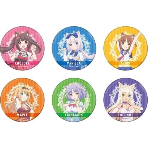 NEKOPARA Anime Game Badge Chocola Vanilla Cinnamon Maple Coconut Azuki Metal Badge Brooch Pins