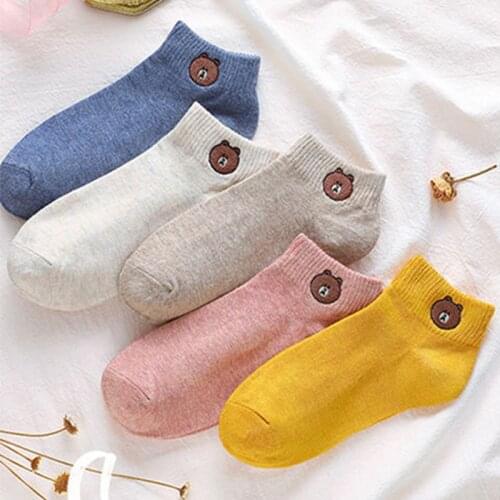 Pure Color Cotton Socks Female Korean Cute Short Socks Deodorant Breathable Summer Female Student Socks