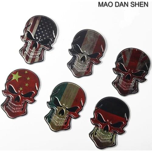 2018 NEW Skull US UK FRANCE Rear Fender Badge 3D Metal Car Motorcycle Sticker styling 90MM*65MM