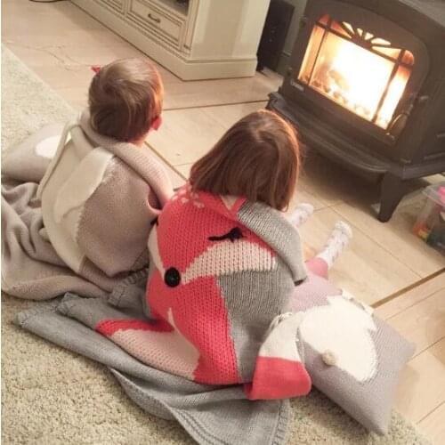 Fox blanket stereo ear blanket children knitted blanket beach mat baby blanket