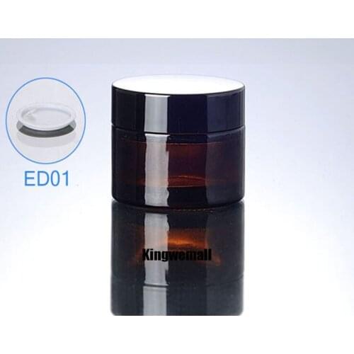 Wholesale 300pcs/lot Capacity 30ml Empty Glass Brown Bottle Cream Jar with Black Lids For Cosmetic Packaging ED01