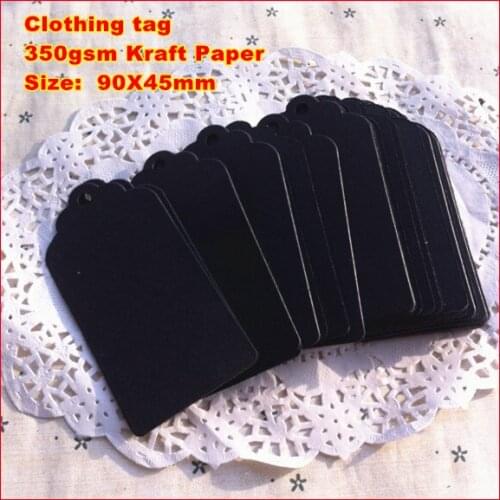 Wholesale 500PCS 90X45mm Black Kraft Paper Hang Tags,Bookmark Garment Price Labels,/ Clothing tag