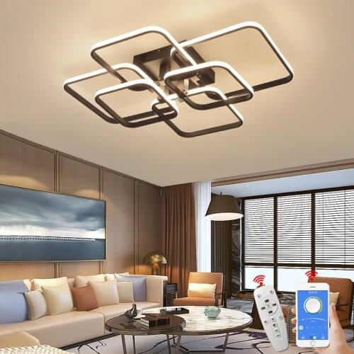 Modern Chandelier for Living Room Bedroom Dining Kitchen Black LED Ceiling Lamp Home Dimmable Lighting Fixtures Free Shipping
