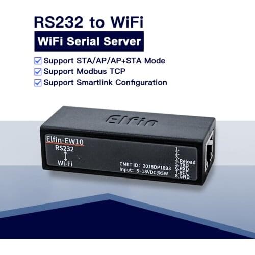 Serial Port RS232 to WiFi Device Server Module Elfin-EW10 Support TCP/IP Telnet Modbus TCP Protocol Data Transfer Via WiFi