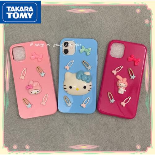 Takara Tomy Hellokitty Silicone Mobile Shell Suitable for IPhone 7/8P/X/XR/XS/XSMAX/11/12PRO/12 Phone Couple Case Cover