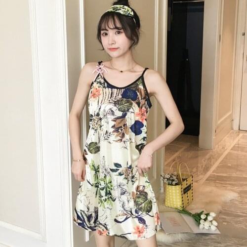 Smmoloa Ladies Sexy Milk Silk Sleepwear Satin Nightgown V-neck Nightdress Slip Nighties Summer Night Dress Lace Night Gown