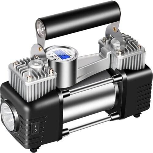 12V 200W Heavy Duty Dual-cylinder Vehicle-mounted Air Pump LED Digital Display Air Compressor Tire Inflator for SUV Car Bicycle