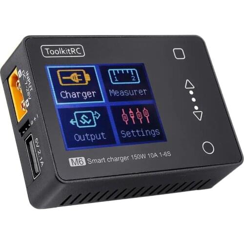 In Stock ToolkitRC M6 Servo Tester Tool 150w 10A DC Output 1-6s Color Screen Multi-function Charger And Diagnostics 2020 V2