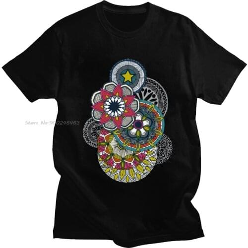 Vintage Mandala Tshirt Cirque Festival T-shirt for Men Short Sleeved Buddhism Flowe Bloom T Shirt Cotton Streetwear Tee Clothes