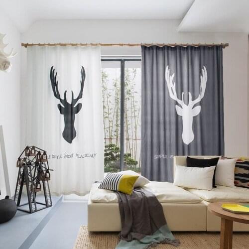 Custom Made 2x Drapery Panel Living Room Curtain Window Dressing Cover 200 x 260cm Reindeer Nordic White Caribou