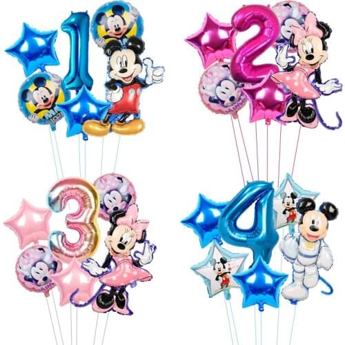 1set Disney Minnie Foil Balloons Set Mickey Mouse Balloon Birthday Party Decoration Baby Shower Kids Toy Air Globos Supplies