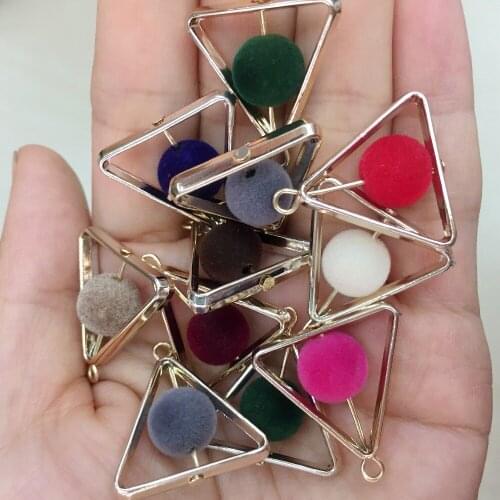 10pcs Triangle Charms Plush Beads Jewelry Accessories Making Findings Handmade Gold Color Plastic Pendant DIY Accessorie