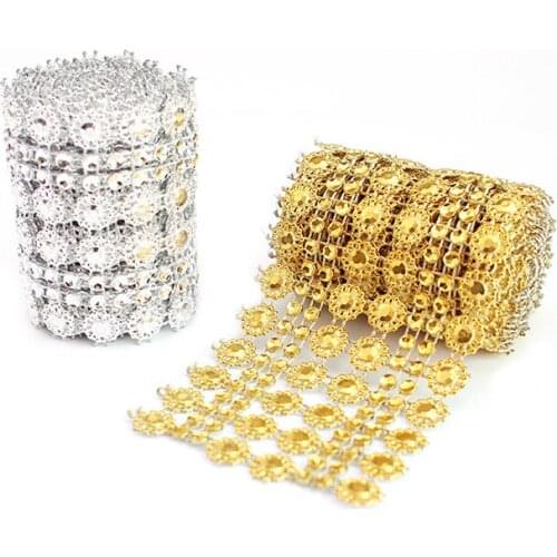 2Yards 5.6CM Flower Shape Flatback Rhinestone For Sew On Wedding Clothes Decoration DIY Craft Garments Accessories