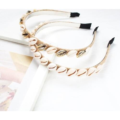 2021 New Fashion Creative Beach Shell Twine Headband Bohemian Style Simple Versatile Alloy Hairband Headwear