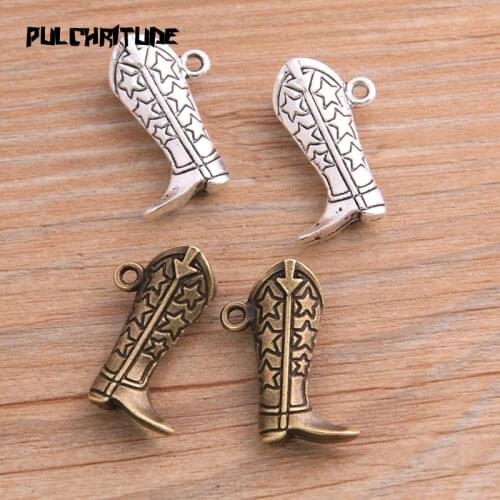 6PCS 20*26mm Metal Alloy 2020 New Two Color Ms Boots Charms Pentagram Pendant For Jewelry Making DIY Handmade Craft