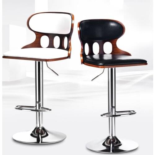 Bar chair European modern simple back chair high lift foot solid wood bar chair rotary bar chair household coffee shop milk tea