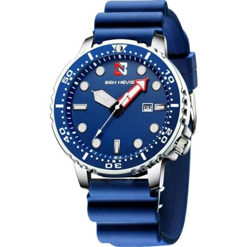 Fashion Blue Men Watch Top Brand Luxury Waterproof Silicone Belt Army Military Rotate Circle Quartz Watch Men Relogio Masculino