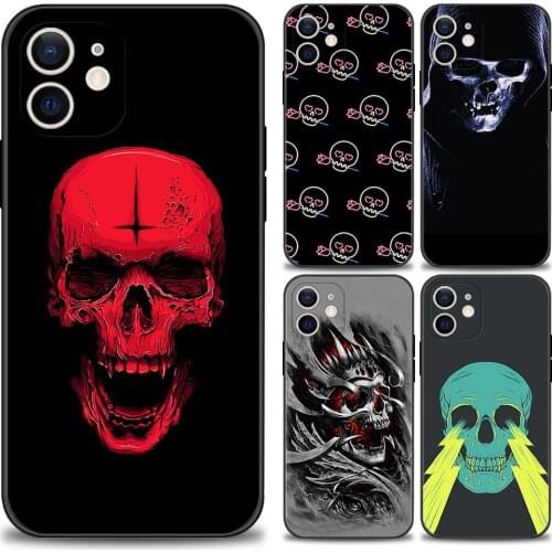 Satanic Skull dark Case For iPhone 11 Pro Max XS Max XR X 12 Mini 7 8 6 Plus SE 2020 Black Bumper Soft Cover