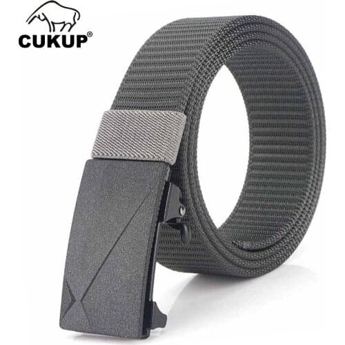 CUKUP 2020 New Design Smooth Buckle Metal Male Waistbands Good Quality Nylon Belt Jeans Accessories for Men 3.4cm Width CBCK178