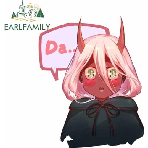 EARLFAMILY 13cm x 10.7cm for Darling In The FranXXX Zero Two Black Skin Anime Car Stickers Cartoon Personality Windows Decal