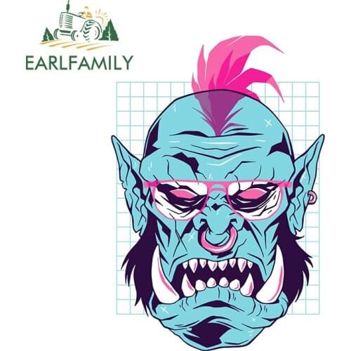EARLFAMILY 13cm x 9cm for Vaporwave Orc With Sunglasses Vinyl Car Stickers Bumper Motorcycle Decal Waterproof Occlusion Scratch